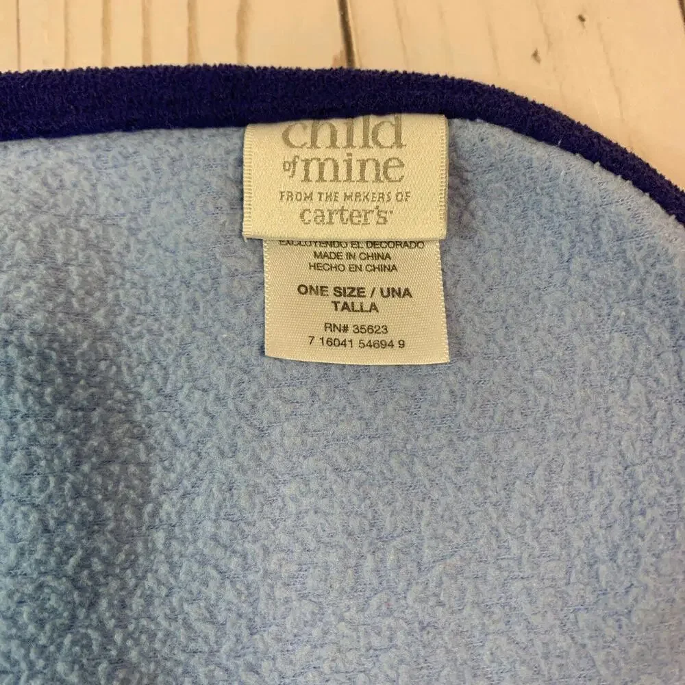Child of Mine Carters Blue Fleece Baby Blanket Zippy Zebra‎ Navy Trim 1620
